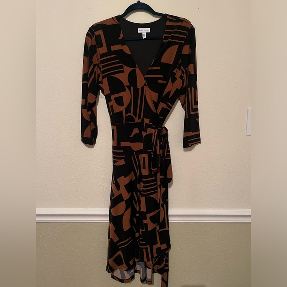 Susan Graver Black and Brown Midi Dress - Picture 8 of 9
